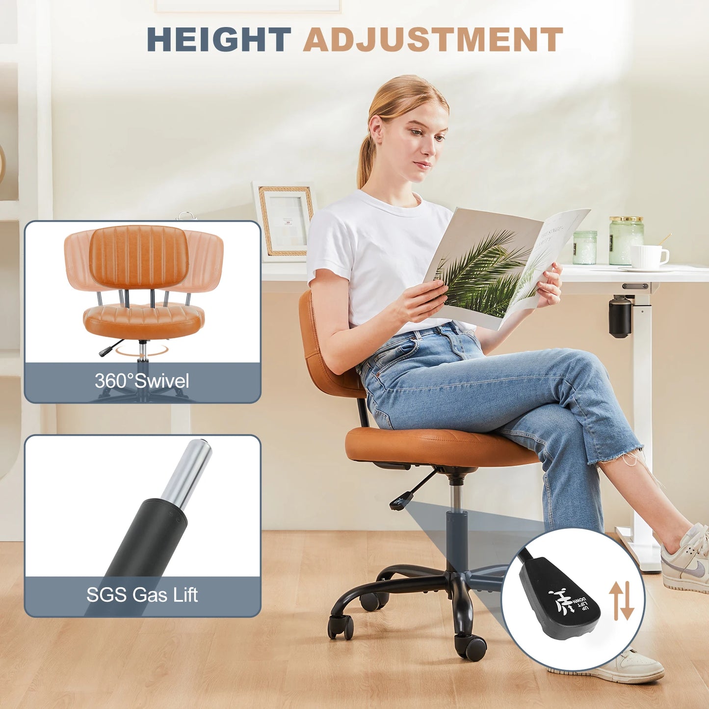 Armless Office Desk Chair Back Lumbar