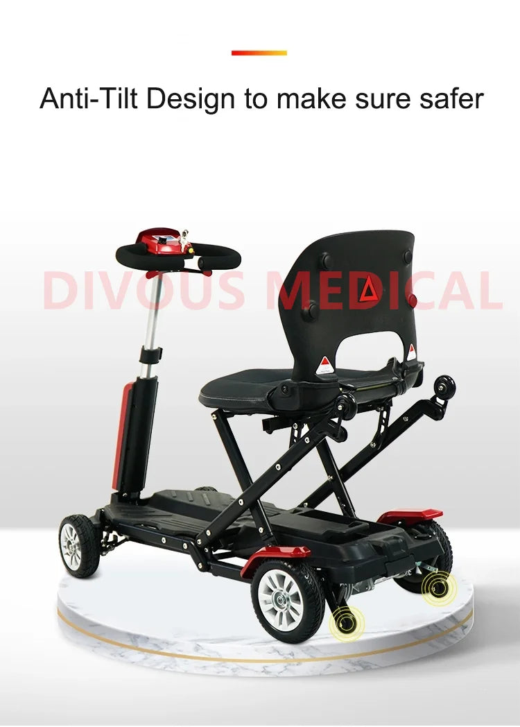 Adult Electric Car Auto Folding Disabled Mobility Scooter 4 Wheel Folding Electric Walker