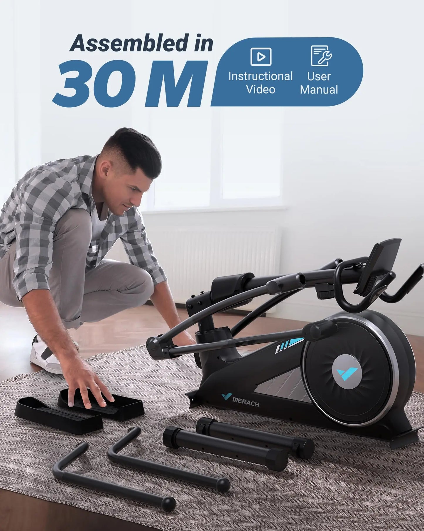MERACH Elliptical Machine Elliptical Machine Home Hyper-Quiet Magnetic Drive System 16Levels Adjustable Resistance MERACH App