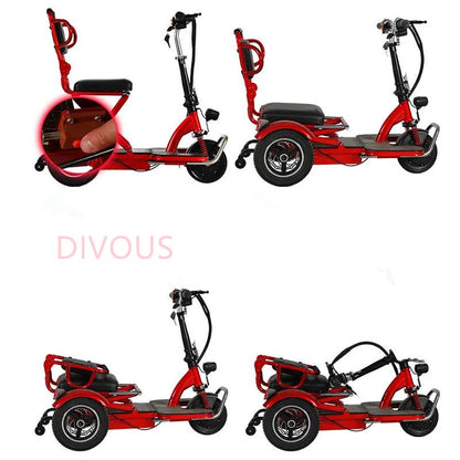 Factory Quality 12 Inches Rear Wheel Light Weight Folding Electric Scooters Disabled Elderly 3-wheels Tricycle