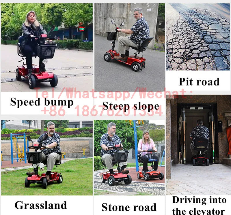 Electric Mobility Scooter 4 Wheel Portable Foldable Electric Cars for Elderly Disabled