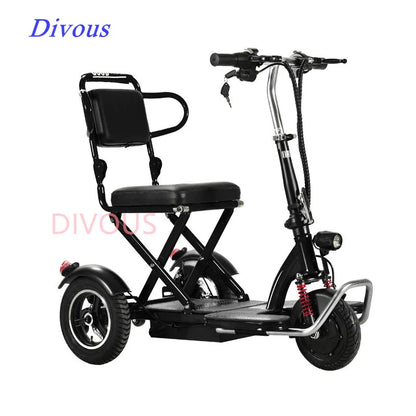 Factory Quality 12 Inches Rear Wheel Light Weight Folding Electric Scooters Disabled Elderly 3-wheels Tricycle