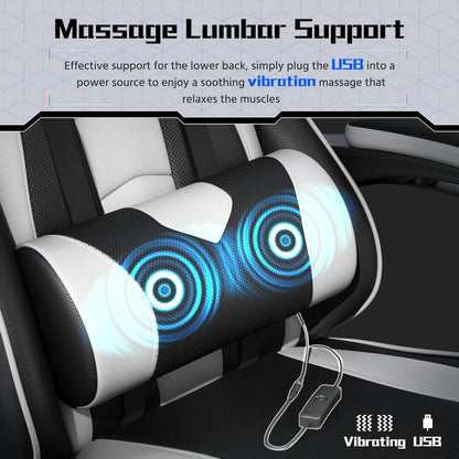 Ergonomic Gaming Chair with Swivel Seat&Headrest, Adjustable Video Game Chair with Massage Lumbar Support and Footrest Height