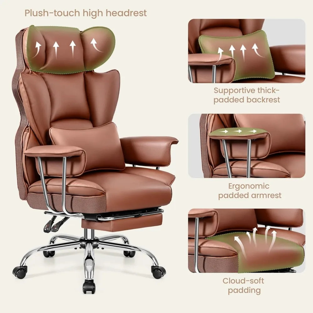 Ergonomic Office Chairs, Gaming Chair with Footrest, Big and Tall Office Chairs with Lumbar Support, Ergonomic Reclining Chairs