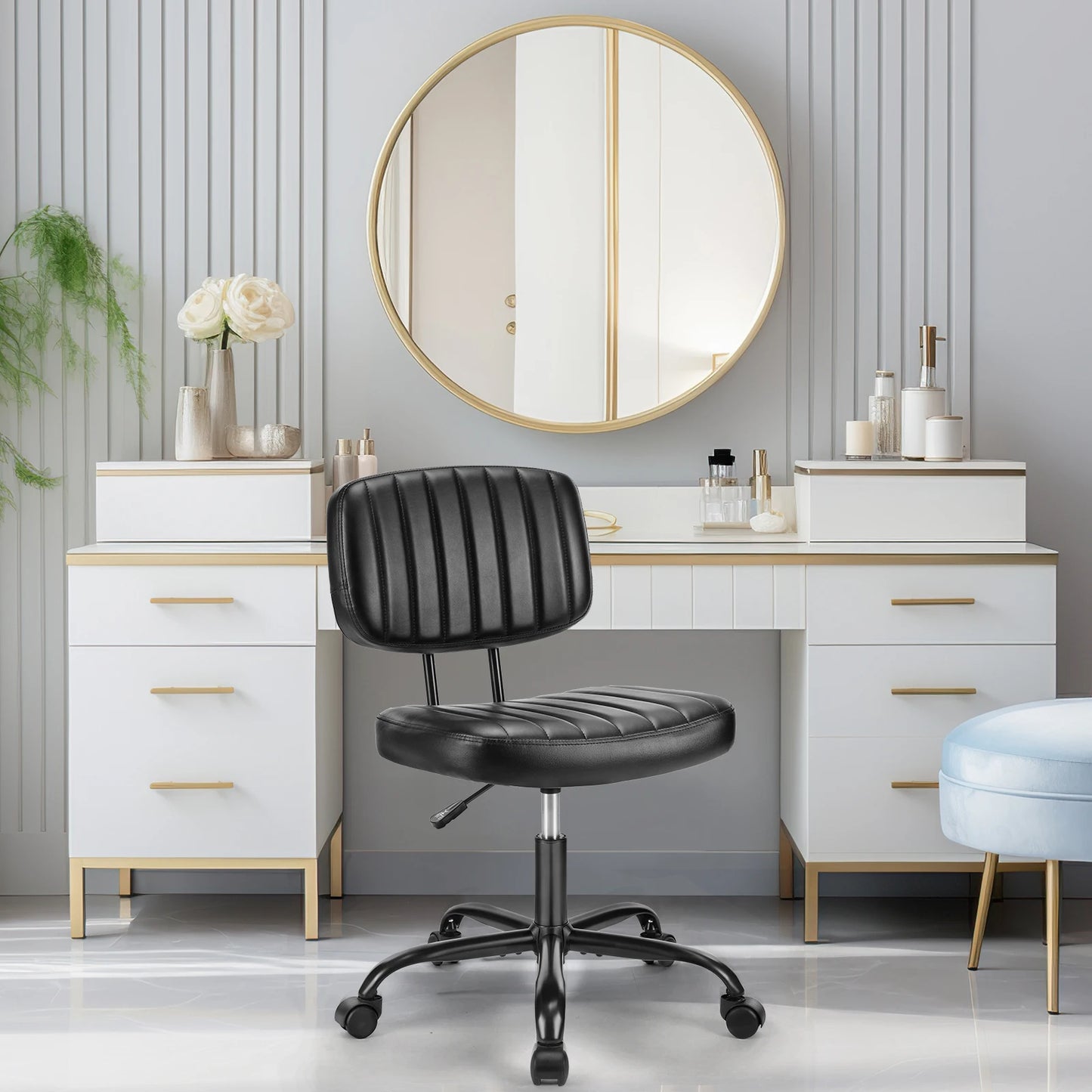 Armless Office Desk Chair Back Lumbar