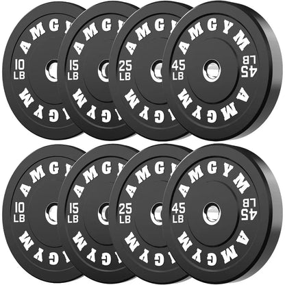 Steel Bumper Plates 10-500lbs Rubber Coated 2 Inch Barbell Sets for Home Gym, Strength Training & Weight Lifting - Free Weights