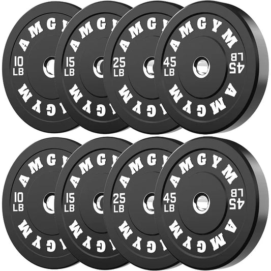 Steel Bumper Plates 10-500lbs Rubber Coated 2 Inch Barbell Sets for Home Gym, Strength Training & Weight Lifting - Free Weights