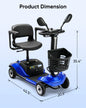 3/4 Wheel Mobility Scooters Electric Power Mobile Wheelchair for Seniors Adult with Basket Compact Duty Travel Scooter
