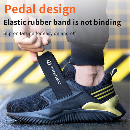 2025 Safety Shoes Men Steel Toe Cap Work Safety Shoes Sneakers Male Lightweight Work Boots Men Indestructible Work Shoes Male