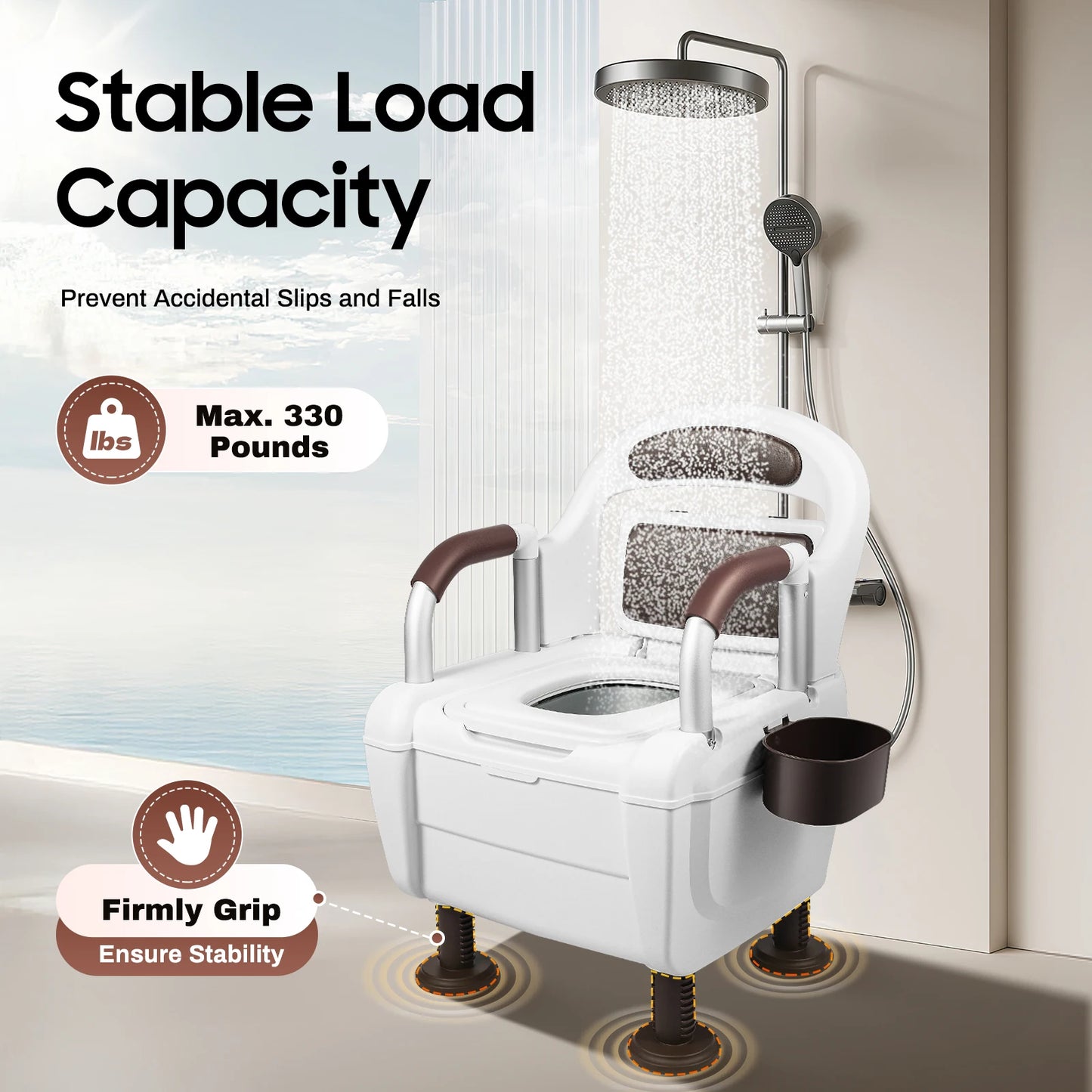 Bedside Commode Toilet Potty Chair with Adjustable Height Multi-functional Stable and  Waterproof for elderly pregnant women
