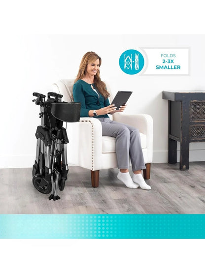Stnder Wonder Bariatric Rollator, Heavy Duty Folding Rolling Walker for Adults, Seniors, 500-pound Weight Capacity Large 8-inch