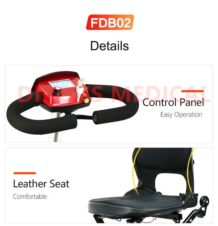 Adult Electric Car Auto Folding Disabled Mobility Scooter 4 Wheel Folding Electric Walker