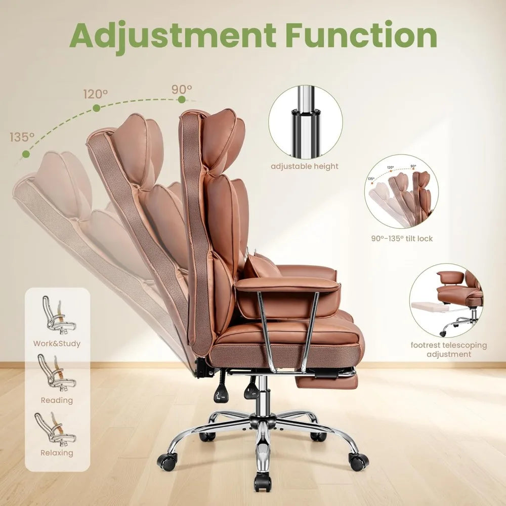 Ergonomic Office Chairs, Gaming Chair with Footrest, Big and Tall Office Chairs with Lumbar Support, Ergonomic Reclining Chairs