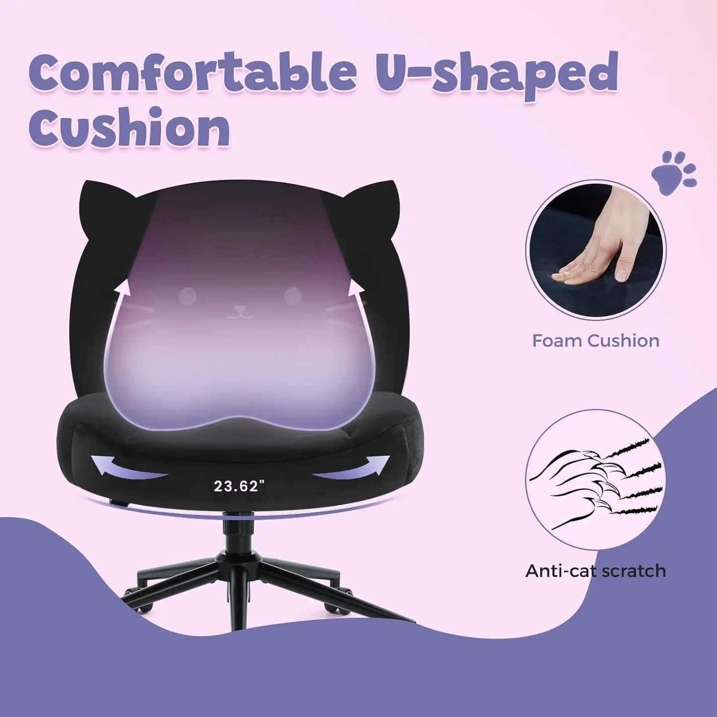 Kitty Cat Armless Office Desk Chair