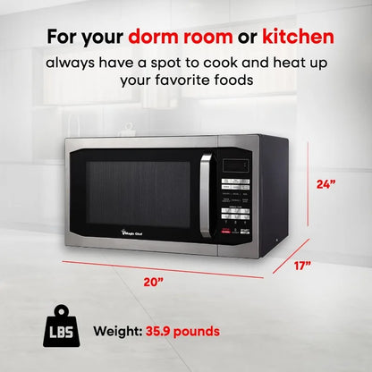 Magic Chef 1100 Watts Stainless Steel Digital Programmable Countertop Microwave, 1.6 Cubic Feet