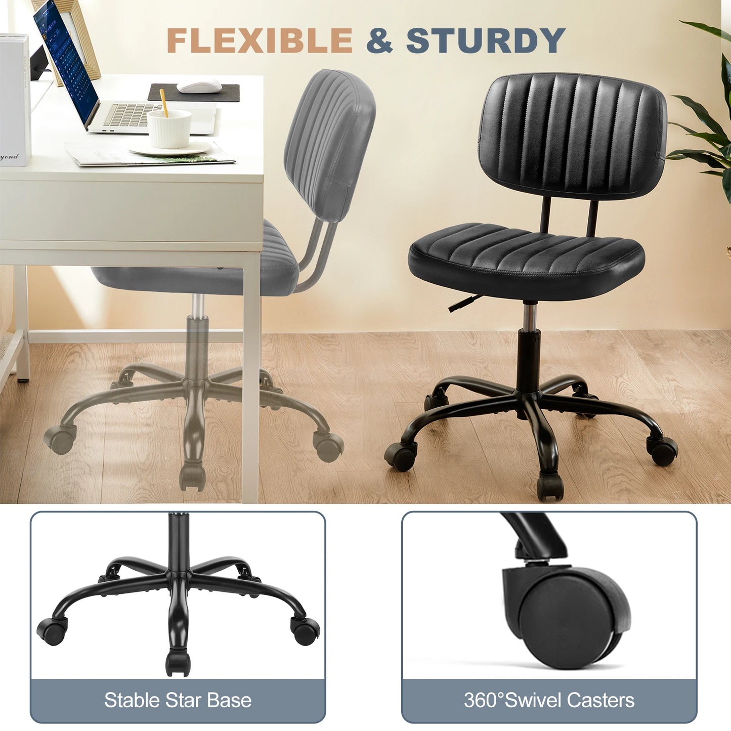 Armless Office Desk Chair Back Lumbar