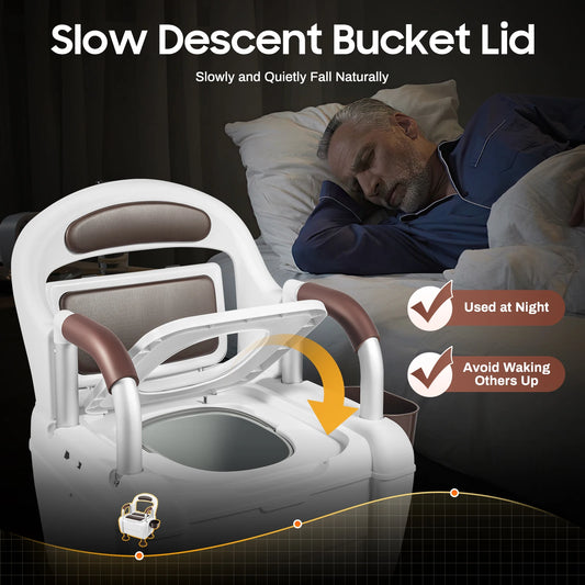 Bedside Commode Toilet Potty Chair with Adjustable Height Multi-functional Stable and  Waterproof for elderly pregnant women
