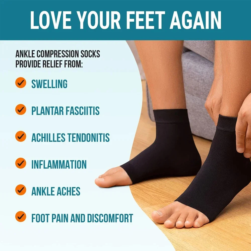 1Pair Nano Socks Neuropathy Socks Compression Sleeve For Ankle Swelling,Plantar Fasciitis,Neuropathy - Nano Brace For Women Men