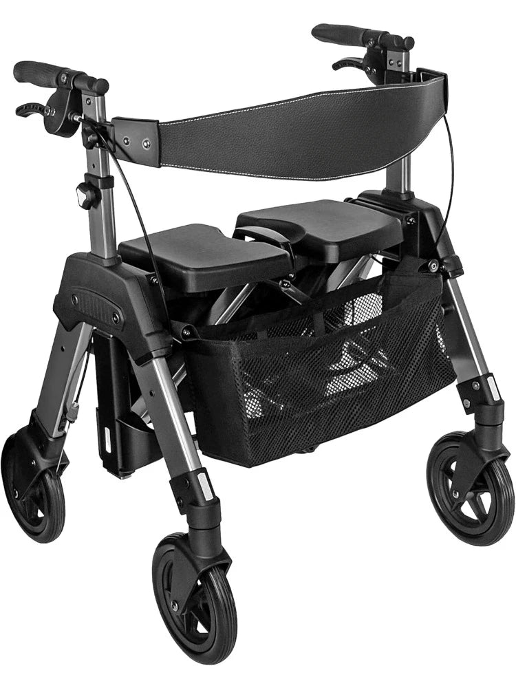 Stnder Wonder Bariatric Rollator, Heavy Duty Folding Rolling Walker for Adults, Seniors, 500-pound Weight Capacity Large 8-inch