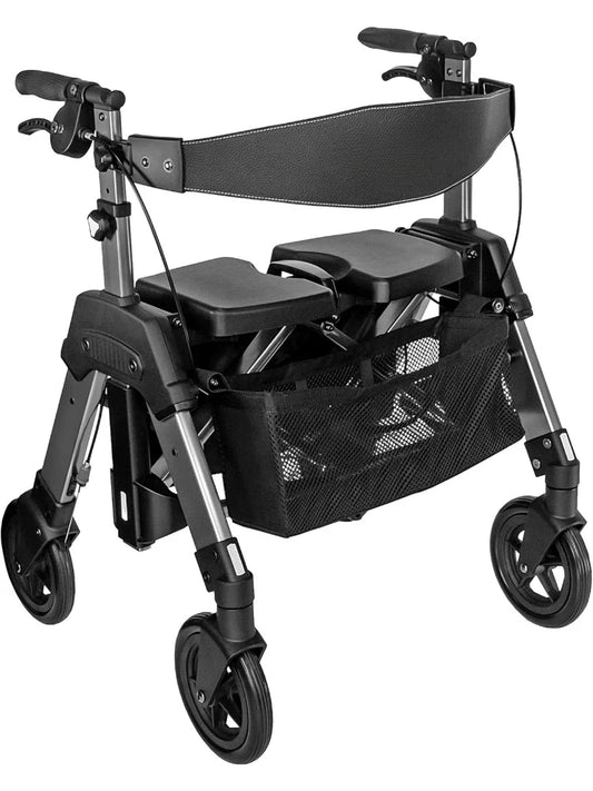 Stnder Wonder Bariatric Rollator, Heavy Duty Folding Rolling Walker for Adults, Seniors, 500-pound Weight Capacity Large 8-inch
