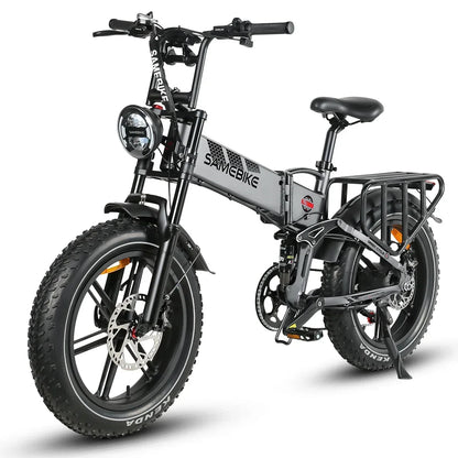 Full suspension mountain Electric Bicycle 1200W motor city folding Electric BIke 48V17AH battery 20*4.0 fat tire snow E-Bike