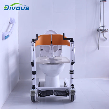 Old Man Home Care Commode Chair Toilet Shower Transfer Chair Bathroom Seat With Wheel patient lift