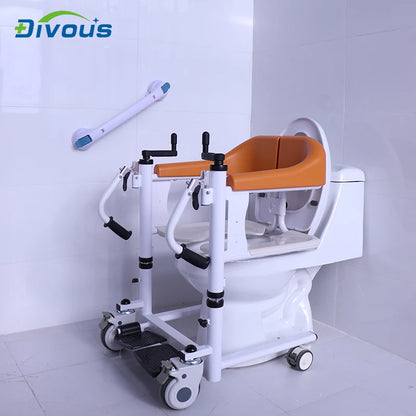 Old Man Home Care Commode Chair Toilet Shower Transfer Chair Bathroom Seat With Wheel patient lift
