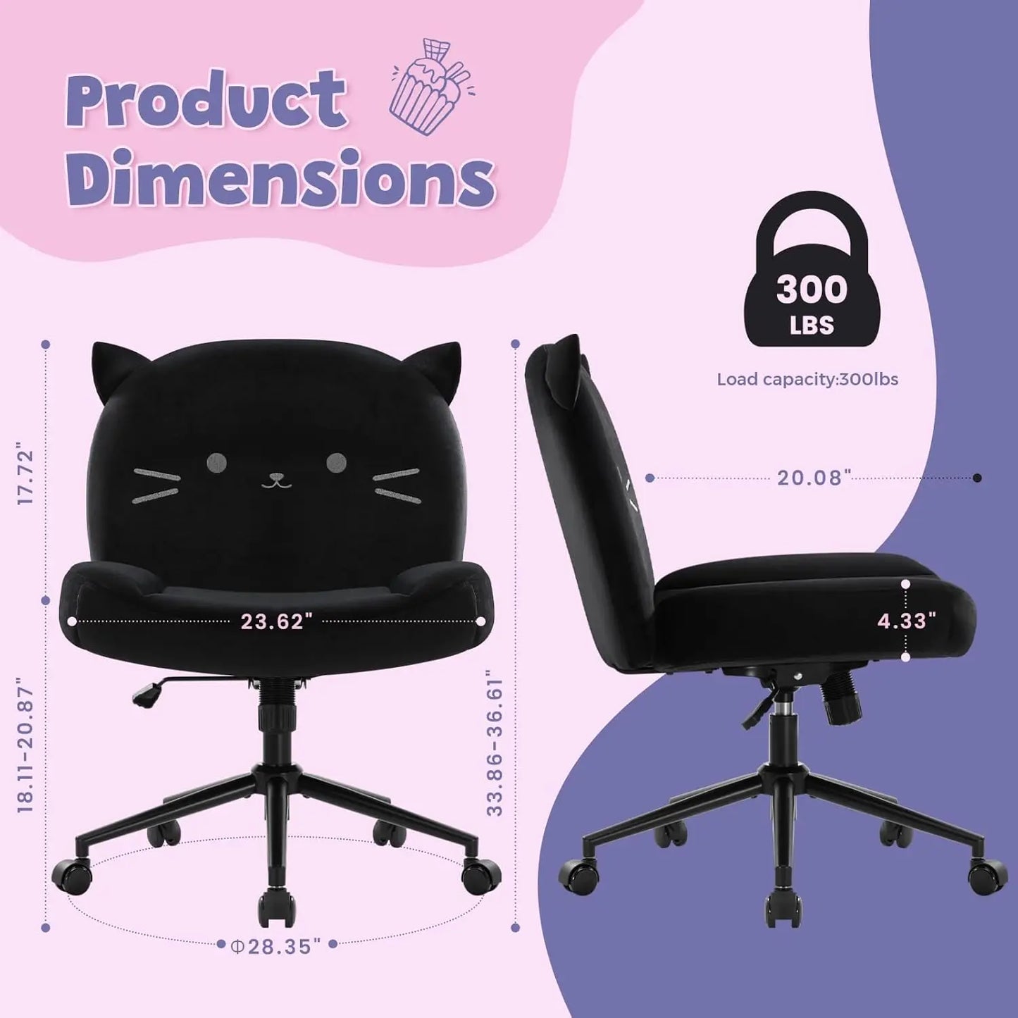 Kitty Cat Armless Office Desk Chair