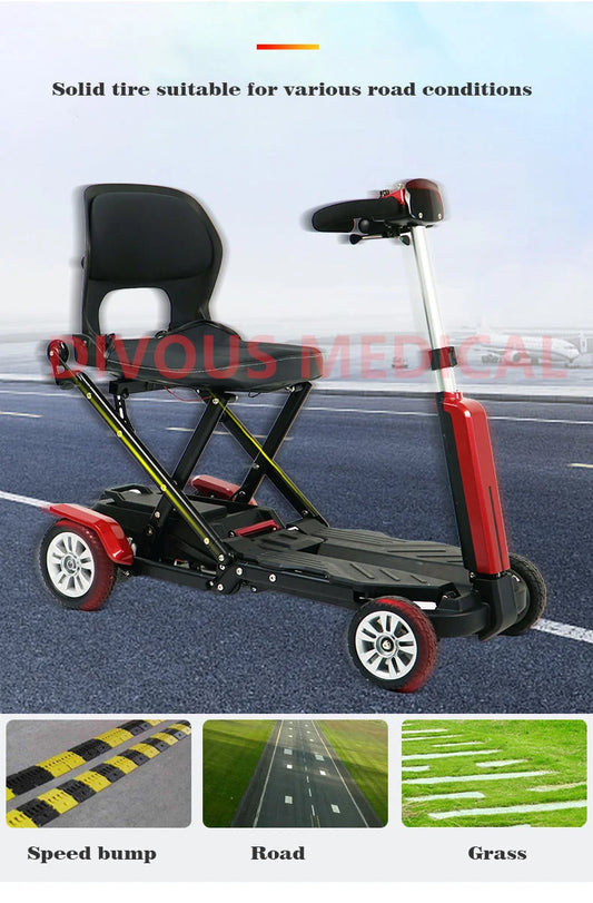 Adult Electric Car Auto Folding Disabled Mobility Scooter 4 Wheel Folding Electric Walker