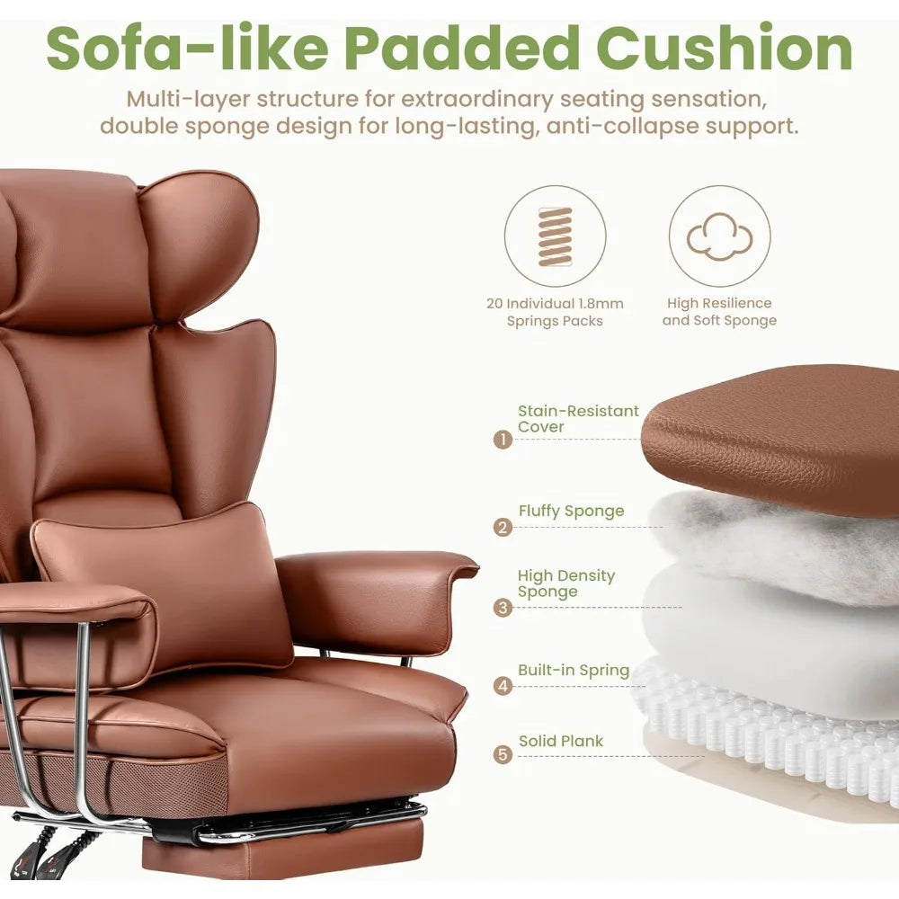 Ergonomic Office Chairs, Gaming Chair with Footrest, Big and Tall Office Chairs with Lumbar Support, Ergonomic Reclining Chairs