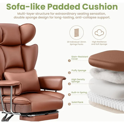 Ergonomic Office Chairs, Gaming Chair with Footrest, Big and Tall Office Chairs with Lumbar Support, Ergonomic Reclining Chairs