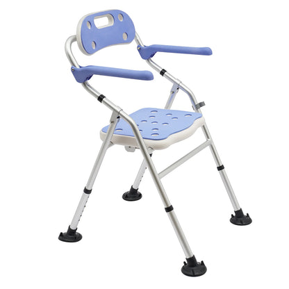 Shower Chair for Seniors Foldable Shower Stool with Side Handles and Backrest Height-Adjustable Shower Seat for Pregnant Women
