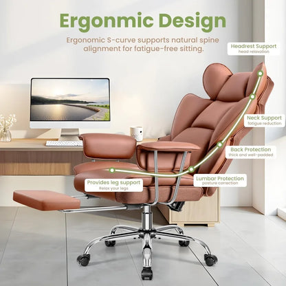 Ergonomic Office Chairs, Gaming Chair with Footrest, Big and Tall Office Chairs with Lumbar Support, Ergonomic Reclining Chairs