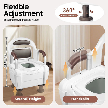 Bedside Commode Toilet Potty Chair with Adjustable Height Multi-functional Stable and  Waterproof for elderly pregnant women