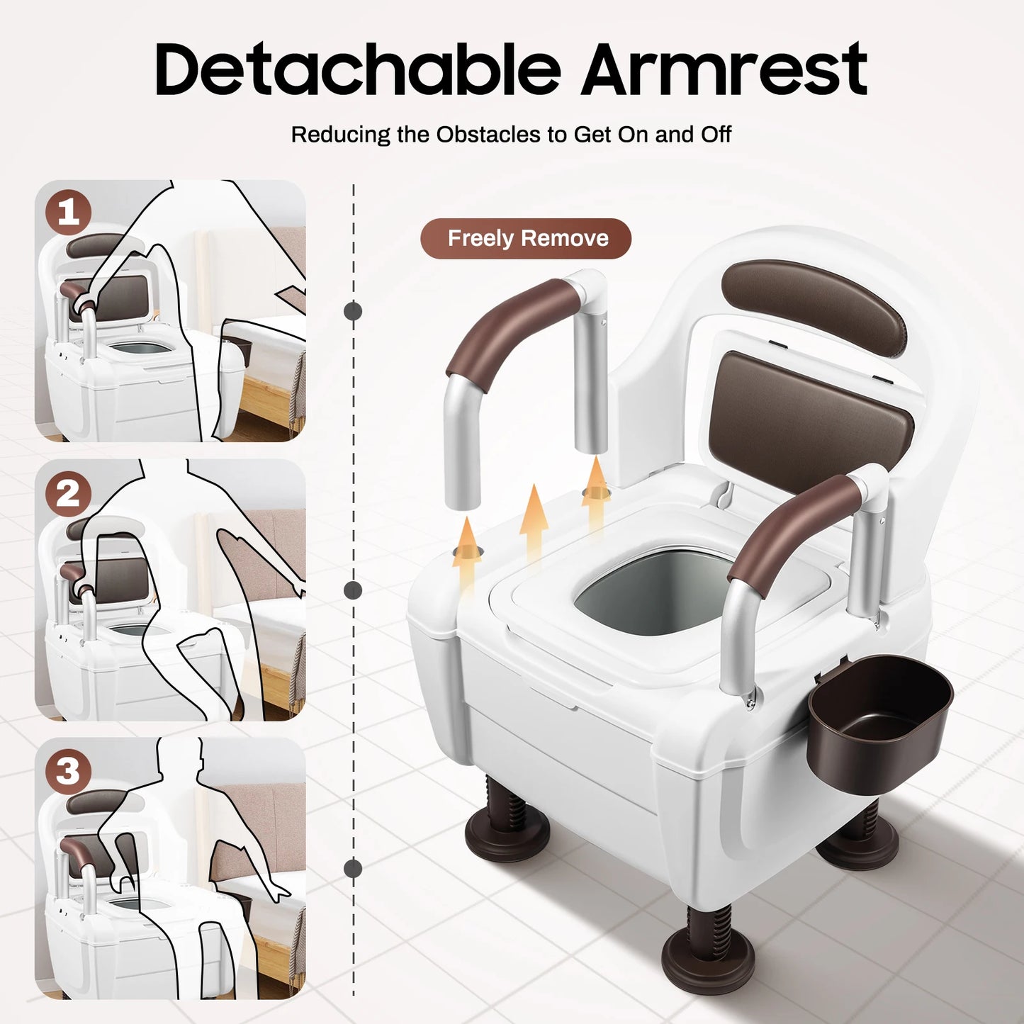 Bedside Commode Toilet Potty Chair with Adjustable Height Multi-functional Stable and  Waterproof for elderly pregnant women