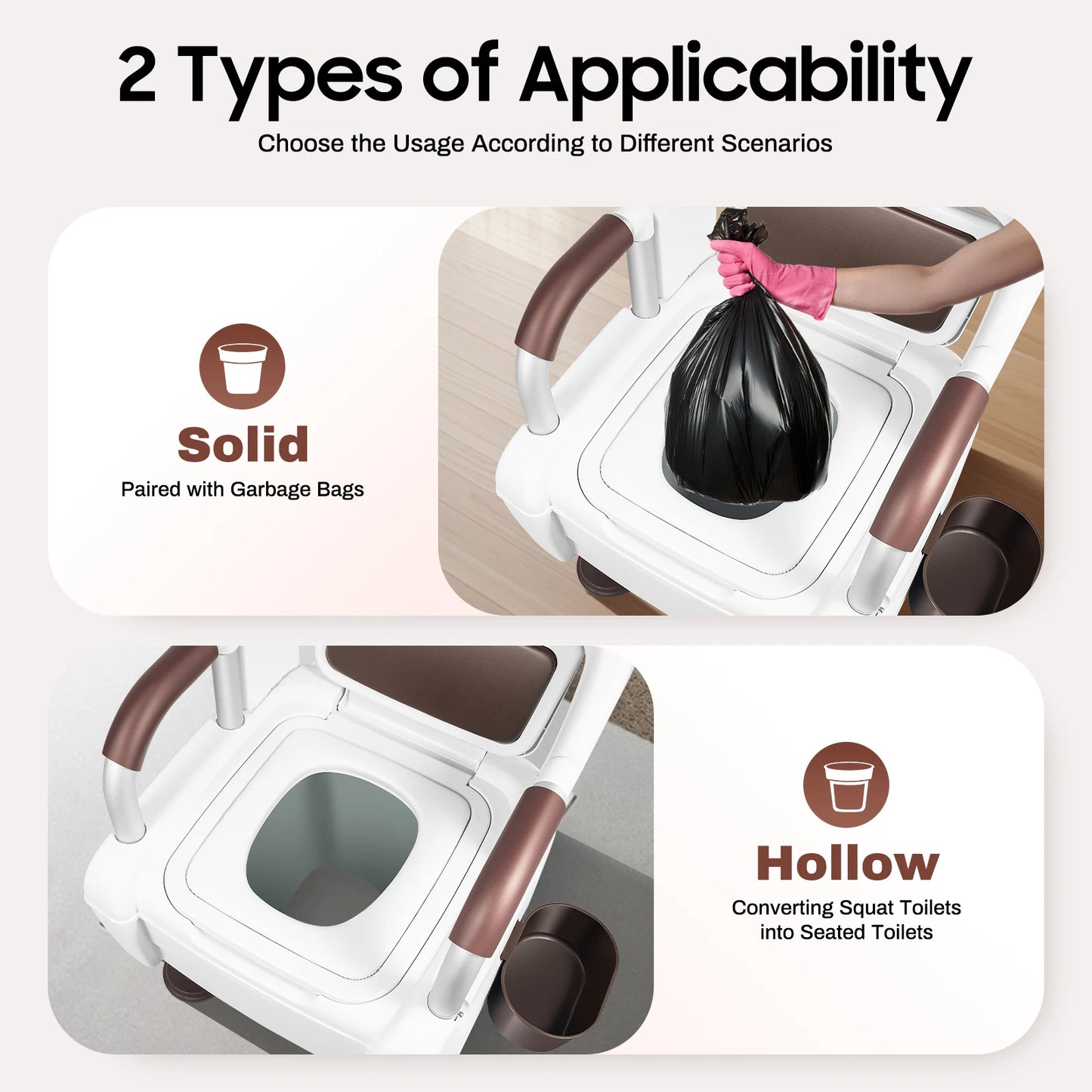 Bedside Commode Toilet Potty Chair with Adjustable Height Multi-functional Stable and  Waterproof for elderly pregnant women