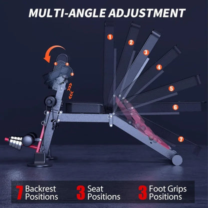Utility weightBenches for Exercise, Free Installation Design for Portable Fitness Strength Training Equipment at Home Gym