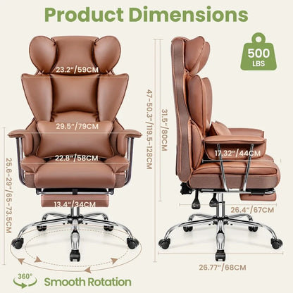 Ergonomic Office Chairs, Gaming Chair with Footrest, Big and Tall Office Chairs with Lumbar Support, Ergonomic Reclining Chairs